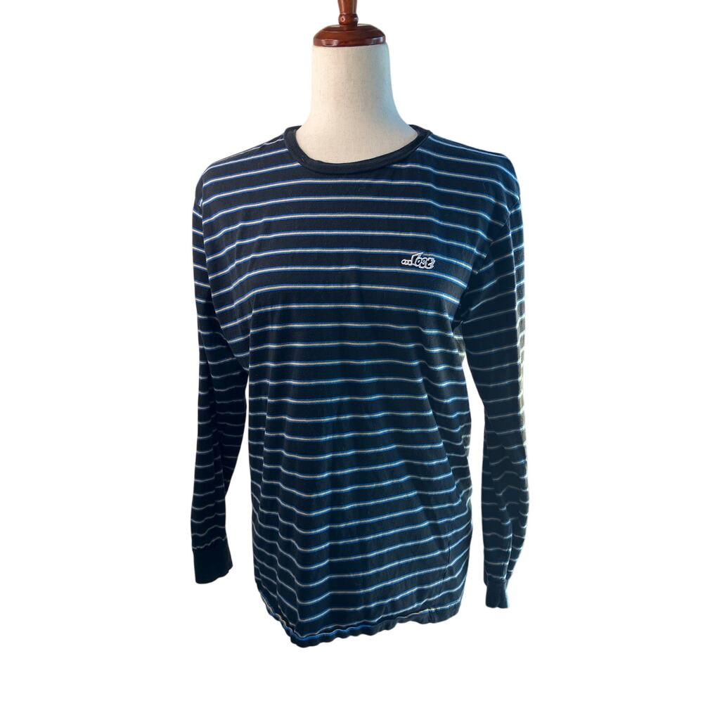 Lost Black Blue & Yellow Striped Long-Sleeve Shirt Size M